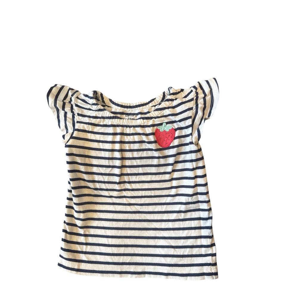 Carter’s Girls Striped Strawberry Shirt Size 24 Months Toddler Top